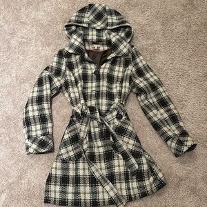 American Rag Black and White Plaid Coat